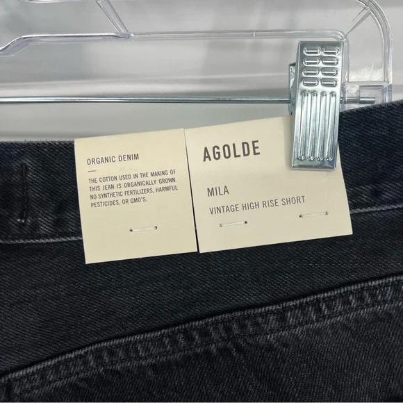 AGOLDE Mila Vintage Black Classic High Rise Denim Shorts in "Slow Burn" 30 NWT - Picture 7 of 9